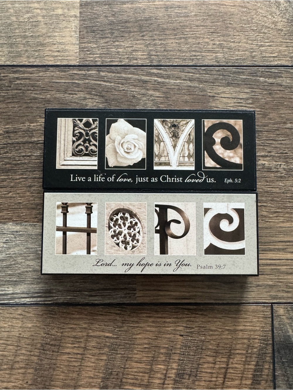 Decorative Faith-Inspired Wall Art Plaque – Neutral Brown and Black